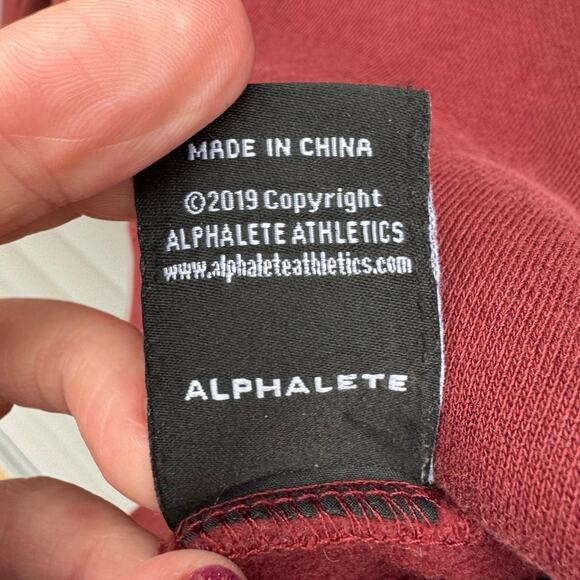 Alphalete size M Burgundy Wine Red Script Logo Hoodie Sweatshirt - Picture 11 of 11